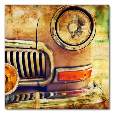 Produktbild von Wallario selbstklebende Möbelfolie/ Tischdecke für Innen und Außen, Größe: 100 x 100 cm - Antiker Oldtimer in Sepiafarben - Frontansicht