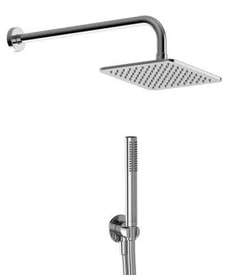 5-teiliges Duschset, 40 cm L-Arm, 20 cm Duschkopf, Handbrause, verchromt