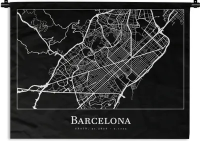 Produktbild von MuchoWow® Wandteppich Wandbehang Stadtplan - Barcelona - Karte 60x45 cm Tapisserie Dekoration Wandtuch - Das Schlafzimmer