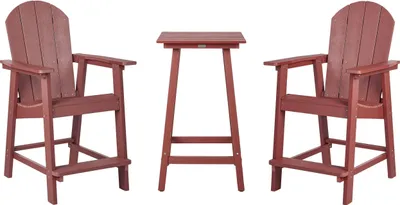 Produktbild von BELIANI Balkonset Rot Kunstholz 3-Teilig Quadratischer Balkontisch mit 2 Stühlen Muskoka Adirondack Stil Outdoor Terrasse Garten Ausstattung