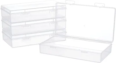 10,2 x 19,2 x 4 cm Rechteckige PP Kunststoffboxen - Durchsichtige Aufbewahrung mit schwenkbarem Deckel - 4 Stück