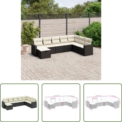 Produktbild von The Living Store 8-tlg. Garten-Sofagarnitur mit Kissen Schwarz Poly Rattan