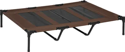 Produktbild von PawHut Hundebett Outdoor Hundeliege outdoor Katzenbett Haustierbett Schlafplatz Metall Oxford-Gewebe Kaffee-Braun 122 x 92 x 23 cm