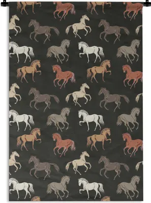 Produktbild von MuchoWow® Wandteppich Wandbehang Pferde - Braun - Weiß - Mädchen - Kinder - Mädchen 120x180 cm Tapisserie Dekoration Wandtuch - Schlafzimmer - Dekorationen für das Haus