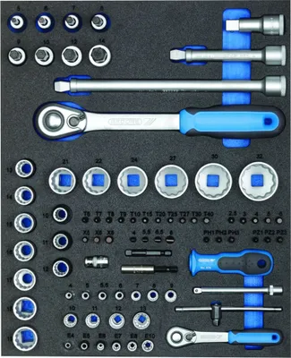 Produktbild von GEDORE TS CT2-D19-D20 Steckschlüssel-Sortiment 1/4"+1/2" in 2/4 Check-Tool-Modul, 2957191