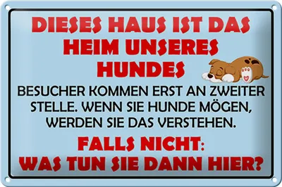 Produktbild von Blechschild Spruch 30x20cm Dieses Haus ist Heim unseres Hundes