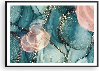 Produktbild von Gerahmtes Poster - Schwarzer Rahmen - Flüssigkeit Gold Rosa - 100x70 cm - Wand Bild - Wanddeko - Wandbilder - Kunstposter - Wandposter - Bilderrahmen - Bilder - Kunstdruck - P2BAA100x70-4817