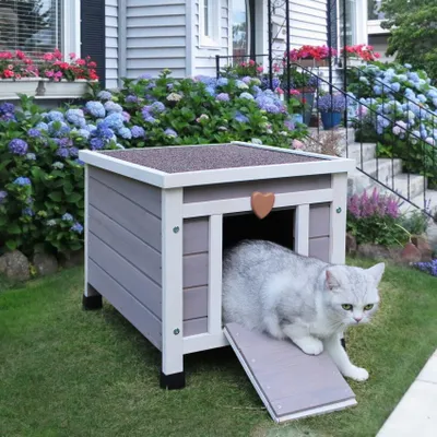 Productafbeelding van Kattenhok Buiten, Weerbestendig Houten Konijnenhok voor Kleine Dieren