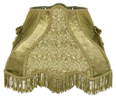 Produktbild von Lampenschirm, viktorianischer Stil, rechteckig, 40 cm - Grün - Stoff