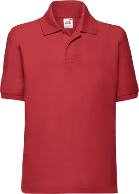 Productafbeelding van Fruit of the Loom Kinderpolo, korte mouwen (2 stuks per verpakking), model BC4359 (maat 14-15 jaar), kleur: rood