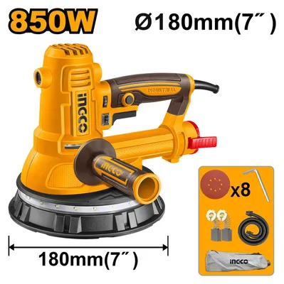 Obrázok produktu pre Brúska na sadrokartón - steny a stropy, 850W, 180mm, Ingco