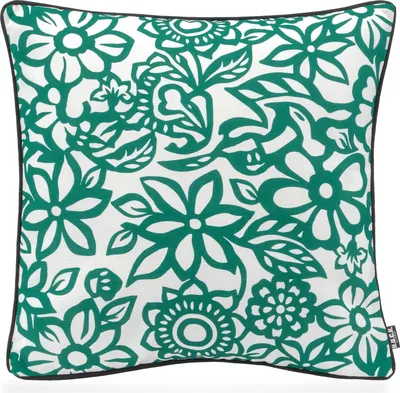 Produktbild von H.O.C.K. Paloma Outdoor Kissen mit Keder 50x50cm floral petrol