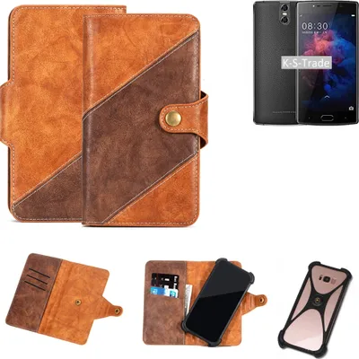 Produktbild von K-S-Trade Handy-Hülle Schutz-Hülle Bookstyle Case Wallet-Case kompatibel mit Doogee BL7000 Handy Cover Bumper Kantenschutz Smartphone dunkelbraun
