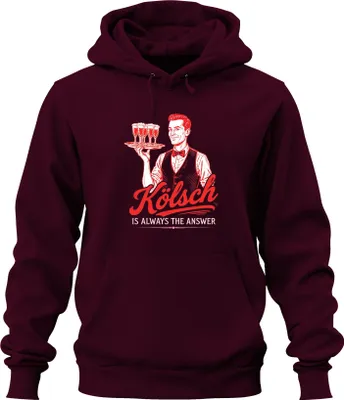 Produktbild von Kölsch is always the answer Köbes Kellner Stange Köln Bier lustig Uni Hoodie Kapuzenpullover, Burgundy, 3XL