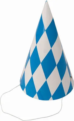 Produktbild von 48 Papier Partyhütchen im Bayrischen Rautenmuster, 16 cm