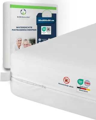 Productafbeelding van Matrasbeschermer 90 x 200 x 30 cm, waterdicht en met bescherming tegen huisstofmijt