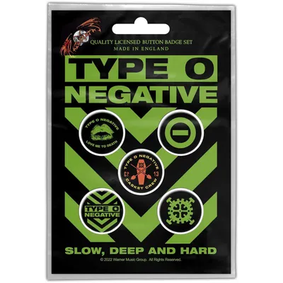 Image de Type O Negative - Kit de badges "Slow Deep & Hard" Pack de 5 - Plastique, Métal RO2704 (Taille unique) (Noir/Vert)