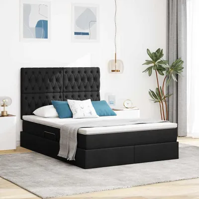 Immagine prodotto di Maison Exclusive - Letto a castello con illuminazione a LED e materasso nero 140 x 200 cm in tessuto