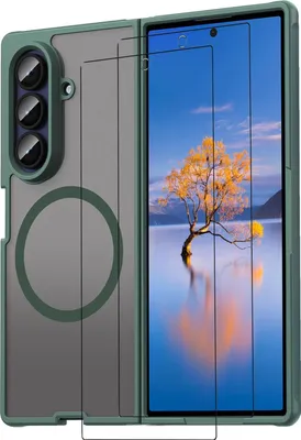 Produktbild von 2in1 Schutz Cover Set für das Samsung Galaxy Z Fold 7 besteht aus 2x 9H Glas Folie Display Schutzfolie und 1x MagSafe Case Schutzhülle - Hülle in Grün