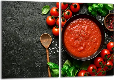 Produktbild von Herdabdeckplatten Set 2x40x52 cm Glaskeramikkochfeld Abdeckung Glas Spritzschutz, Schiefer Tomaten