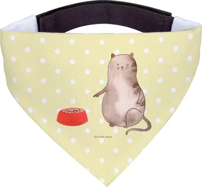 Produktbild von Mr. & Mrs. Panda Hunde Halstuch Katze Fressen - Gelb Pastell - Geschenk, Schal für, Hundehalstuch, Tuch, Hund