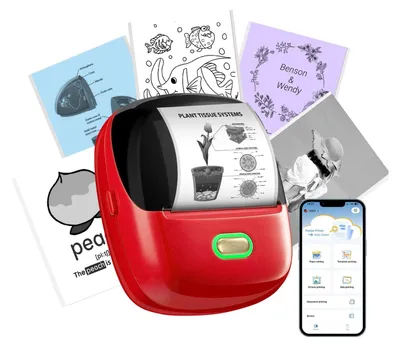 Zdjęcie produktu dla Drukarka etykiet z taśmą - Bluetooth - Termiczna - 300 DPI - Przenośna drukarka etykiet - Szerokość 20-57 mm - Do smartfona iOS i Android