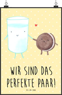 Produktbild von Mr. & Mrs. Panda Bild Milch Keks DIN A1 - Gelb Pastell - Geschenk, Wandbild, Kaffee, drucke, Cookie, Milk, Kekse, Kunstdruck, wanddeko, Lustige Sprüche, Plakat