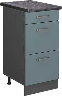 Image de Meuble cuisine Vicco R-Line Bleu-gris 40cm avec tiroirs, PT Anthracite, Model 45490