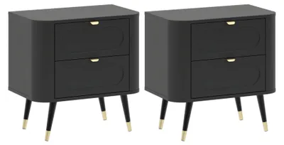 Produktbild von 2er-Set Nachtkonsole Blinx Nachttisch 60x40x61cm Schwarz / Gold