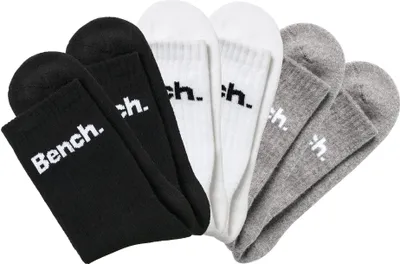 Produktbild von Bench Tennissocken Damen Herren Sportsocken, Crew Socken 6 -teilig 2x schwarz, 2x weiß, 2x grau-meliert Größe 35/38