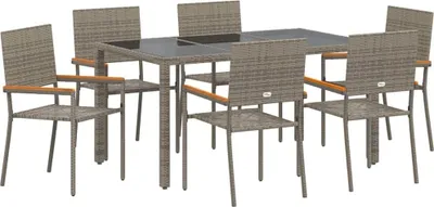 Immagine prodotto di vidaXL Set da pranzo da giardino, 7 pezzi, grigio, rattan sintetico