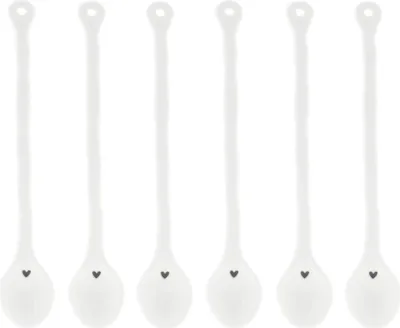 Produktbild von 6er Set Kaffee Latte Macchiato Löffel HEART weiß mit Herz Bastion Collections