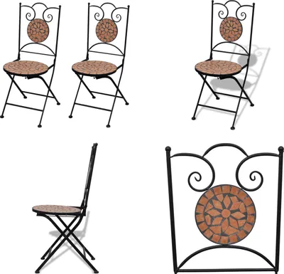 Produktbild von vidaXL Bistrostühle 2 Stk. Klappbar Keramik Terrakotta - Gartenstuhl - Gartenstühle - Outdoor-Stuhl - Outdoor-Stühle