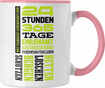 Produktbild von Trendation - Ehrenamtliche Feuerwehr Geschenk Tasse Feuerwehrmann Freiwillig (Rosa)