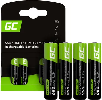 Zdjęcie produktu dla Green Cell GR03, Bateria do ponownego naładowania, AAA, Niklowo-metalowo-wodorkowa (NiMH), 1,2 V, 4 szt., 950 mAh