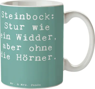 Produktbild von Mr. & Mrs. Panda Tasse Spruch Steinbock Entschlossen - Meeresbrise - Geschenk, schöne, Pott, Sternzeichen, Horoskop, Verantwortungsbewusstsein, Humor, Trinkbecher