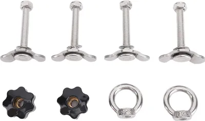 Image de Kit de montage de rail en L avec double embout et boulon fileté, écrou, M8 x 60 mm, acier inoxydable robuste pour plateau de chargement de camion, remorque,de fret, P