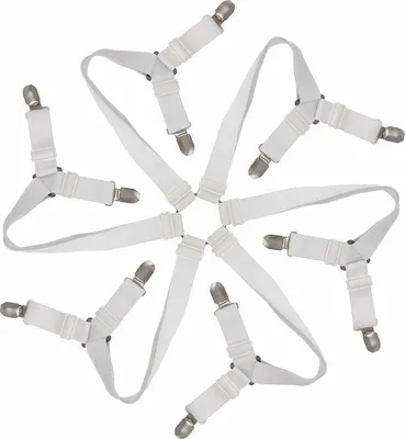 Produktbild von Elastischer Spannbettlaken-Spanner, verstellbarer 6-Wege-Spannbettlaken-Verschluss, Bettlaken-Verschlüsse, verstellbarer Haltegurt für alle runden und quadratischen Matratzen (Weiß)