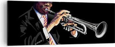 Produktbild von Bild auf Leinwand - Leinwandbild - Jazz Musik Musiker - 140x50cm - Wand Bild - Wanddeko - Leinwanddruck - Bilder - Kunstdruck - Wanddekoration - Leinwand bilder - Wandkunst - AB140x50-3588