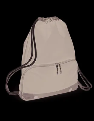 A gym sack bag is shown against a black background.