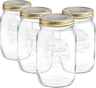 Produktbild von 4x Klar 1,5L Quattro Stagioni Glasshalterung Gläser - luftdichte Schraubendeckel Aufbewahrung von Mason -Marmeladenbehälter Set - von Bormioli Rocco