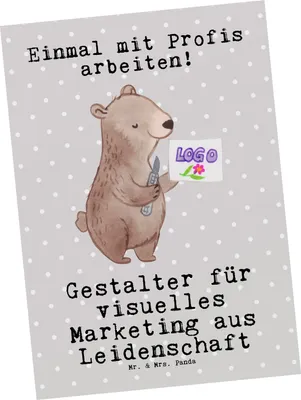 Produktbild von Mr. & Mrs. Panda Postkarte Gestalter für visuelles Marketing Leidenschaft - Grau Pastell - Geschenk, Postkarten, Grußkarte, einzelkarte, Fotokarte, Ansichtskarte