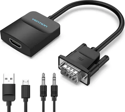 Immagine prodotto di Adattatore da VGA a HDMI, convertitore VGA con cavo audio (1,5 m) da maschio a femmina per PC, monitor HDTV 1 metro
