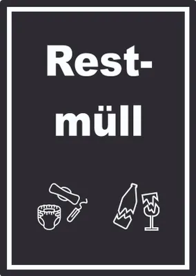 Produktbild von Restmüll Mülltrennung Aufkleber Text Symbol Haushalt A9 (37x52mm)