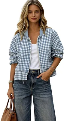 Productafbeelding van Currero Zomerjas Dames Blauwe En Witte Plaid S