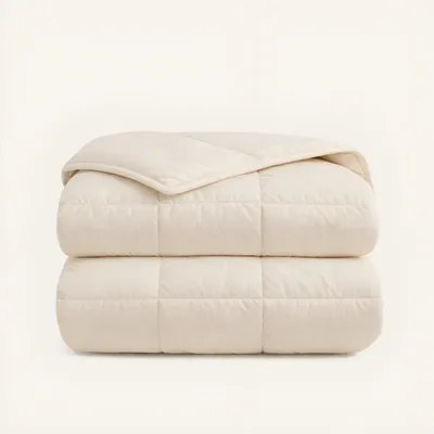 Produktbild von HappyBed Hochwertige Perkal-Bettdecke | Taupe | Für das ganze Jahr