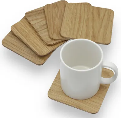 Immagine prodotto di SOTTOBICCHIERI IN LEGNO DI QUERCIA 6 pezzi – set in legno, stile scandinavo