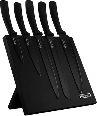 Image de Jeu de 6 couteaux de cuisine noirs avec bloc magnétique