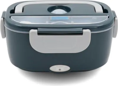 Produktbild von INF Elektrische Lunchbox mit Oxford-Stofftasche und Gabellöffel aus Edelstahl Grau