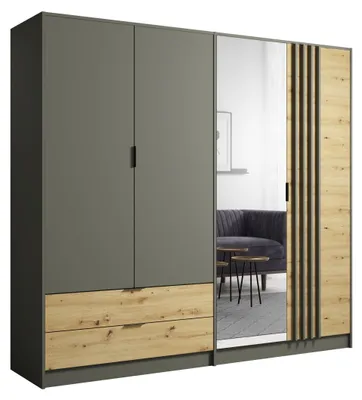 Image de raumhirsch ARMOIRE Graphite, Chêne Artisan, 220/203/55 cm